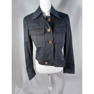 Worth Pant Suit Set Womens 8 Black‎ Twill Jacket Pants 2 Piece Career Stretch